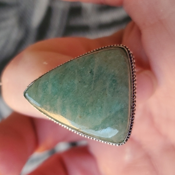 New Amazonite 925 Silver Triangle Ring. - Picture 12 of 16